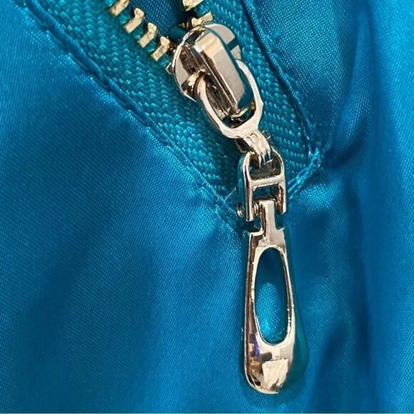 RARE Disney Princess Jasmine L Aladdin Satin Teal Blue Bomber Jacket Embroidered - Picture 4 of 16